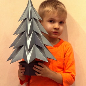 Papercraft 3D CHRISTMAS TREE in Pot NEW Year Party Decor Pepakura Low ...