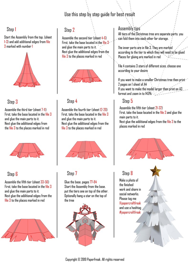 Papercraft 3D CHRISTMAS PINE TREE New Year Party Decor - Etsy