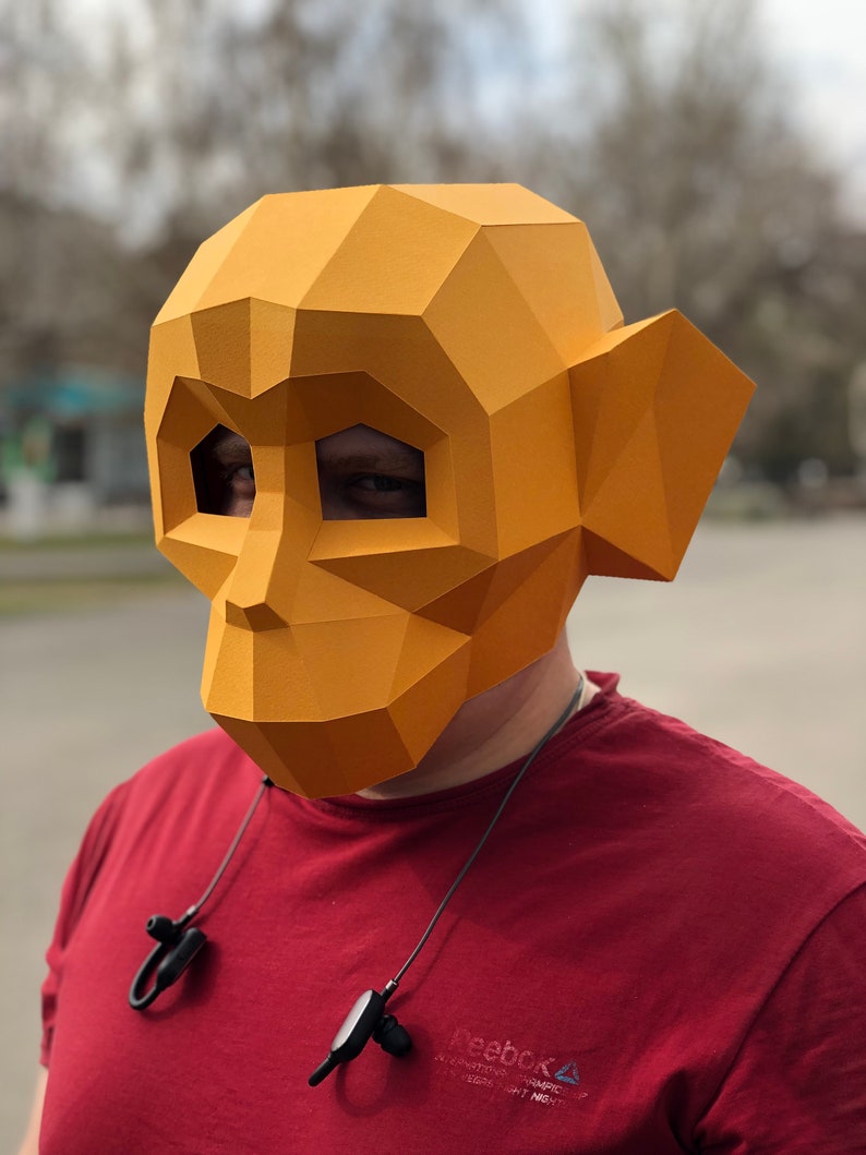 Papercraft 3D MONKEY MASK FULL Halloween Pepakura Art Kinky Etsy