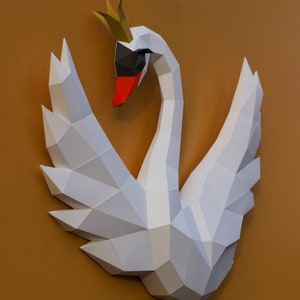 Papercraft 3D SWAN WITH CROWN mirror Version Pepakura Pdf Template Low ...