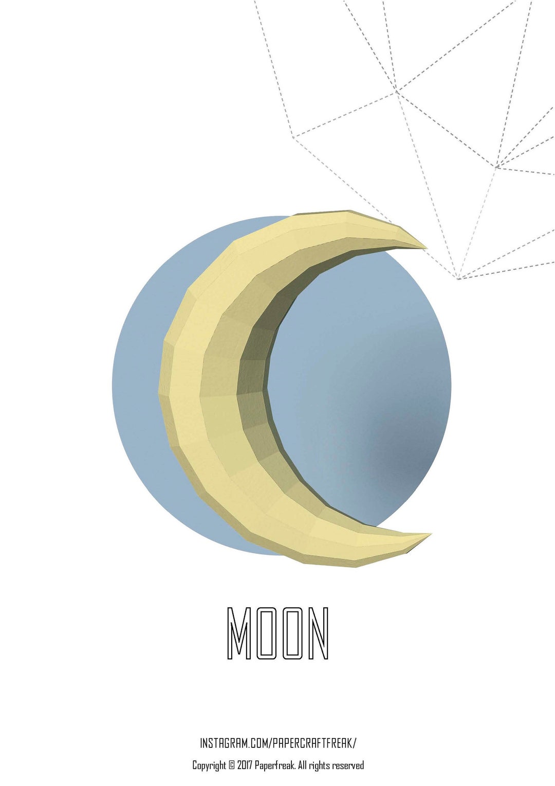 Papercraft 3D MOON+ Bonus STARS Pepakura Pattern 2 Files of the Wall ...