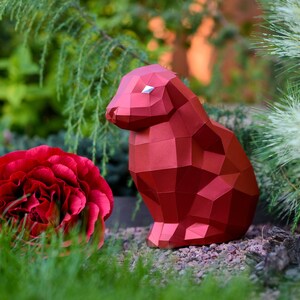Papercraft 3d SITTING RABBIT BUNNY 3D Low Poly Paper Sculpture Diy Gift ...