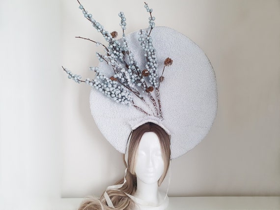 Winter Kokoshnik • White Traditional Slavic Headwear  display picture 3
