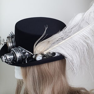 Steampunk Hat • Steampunk Black Hat with Goggles • Victorian Hat • Steampunk Hat With Watches • Halloween Hat • Vintage Hat