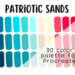 Muted Patriotic Themed Procreate Color Palette, 30 muted for digital design, color palette with HEX codes, DIGITAL color palette