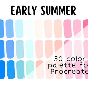 Soft Summer colors Procreate Color Palette, 30 muted for digital design, color palette with HEX codes, DIGITAL color palette