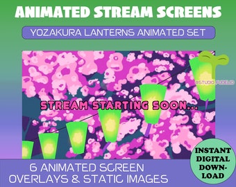 6 Animated Stream Screens  | "Yozakura Lanterns" | Six different animated screens for Twitch or YouTube!