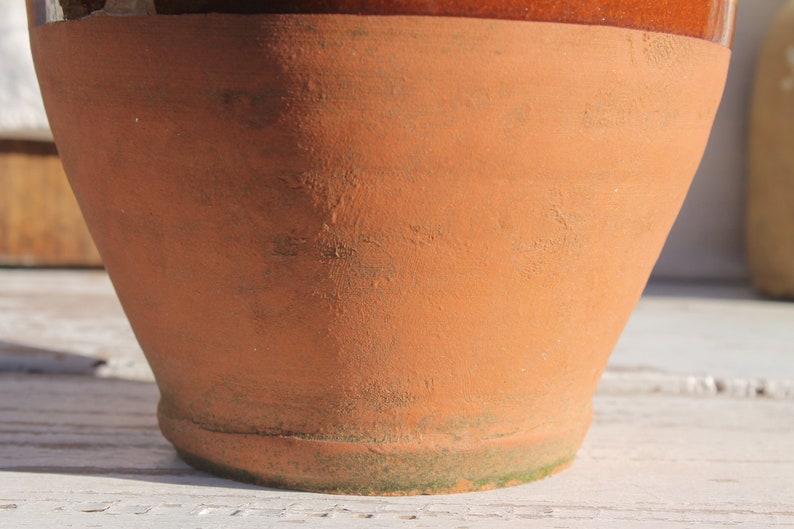 Antique French Wine or Water 'Gargoulette' Jug with handle and lid farmhouse decor terracotta pitcher primitive jug Stoneware Pottery pot image 7