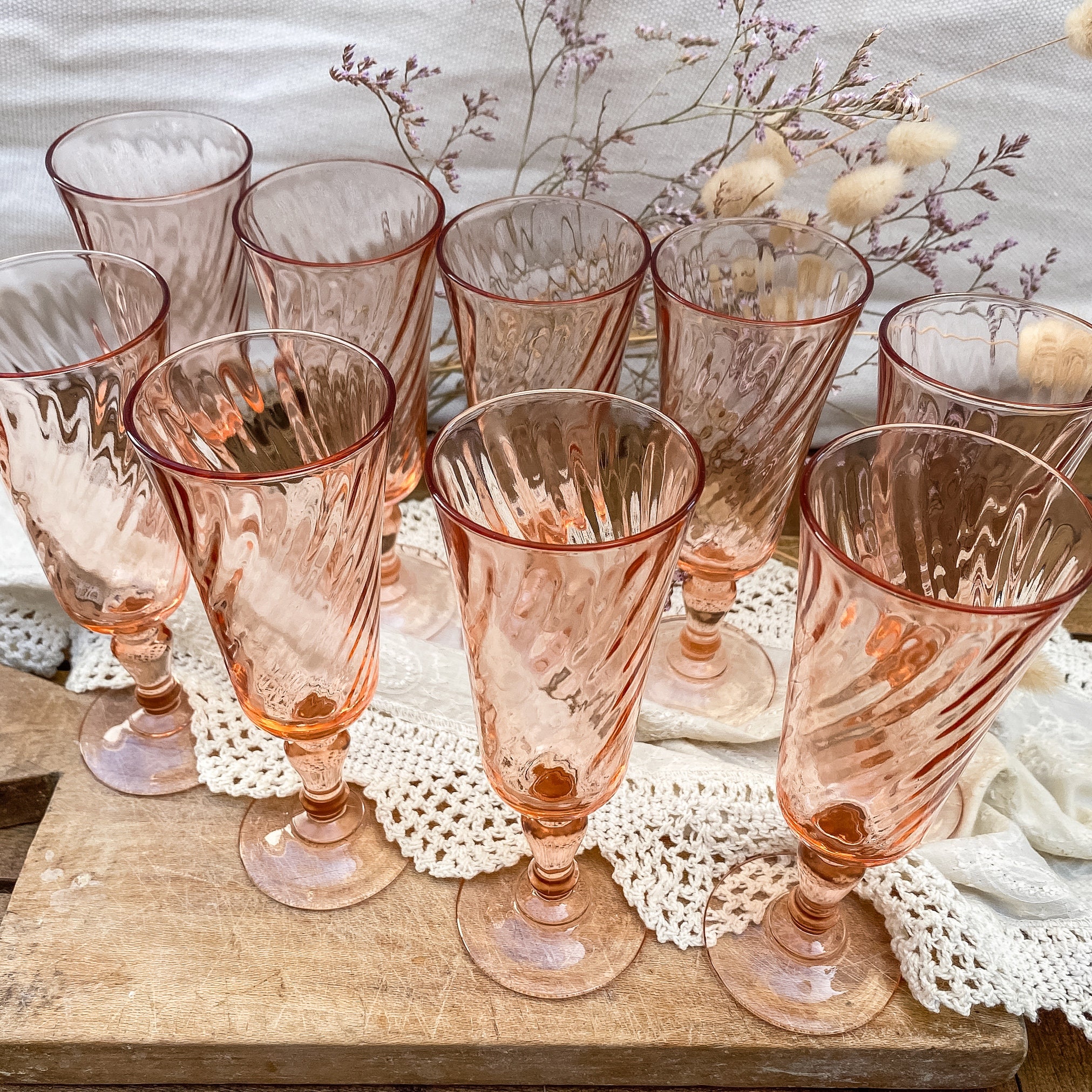 Pink/Clear French Wine Glasses - Vintage – mrs.mandolin