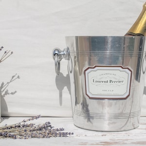 Vintage French Advertising Laurent Perrier Champagne Bucket Ice Cooler - collectible - home decor barware vase utensils holder