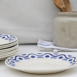 Stunning Set of 9 French Vintage Badonviller Dessert Plates Azur Collection, Antique Earthenware Dinner China Tableware - rustic farmhouse