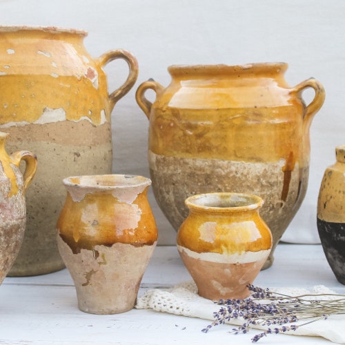 フランスのアンティークマーケットバスケット、ヴィンテージウィッカー