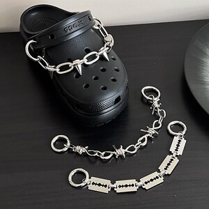 Shoe Chain Charm, Punk Hiphop Stye Cool Strap Chain Decoration Rivet Clog Wedges Charms Accessories Shoe Buckles Fit for Sandals Gift image 3