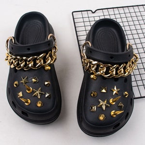 Shoe Charms Set of 222 chain, Rivert Punk Star Charms Pack HipHop Shoe Accessories Fits for Croc Clog Sandal Decoration Adult Girl Gift Men image 8