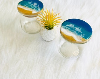 Oui Ocean Resin Bamboo Jar Lids: Coastal Decor, Beach House