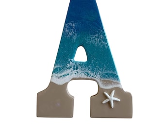 Resin Beach Letter A: Coastal Home Decor, Ocean Art