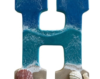 Resin Beach Letter H: Coastal Home Decor, Ocean Art
