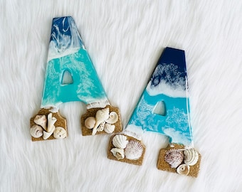 Resin Beach Letter: Custom Coastal Decor with Seashells