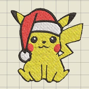 Santa Pikachu Embroidery Design File 2x2 - Multiple File Types