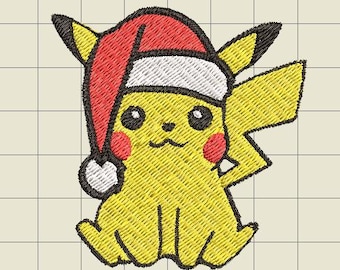 Santa Pikachu Embroidery Design File 2x2 - Multiple File Types