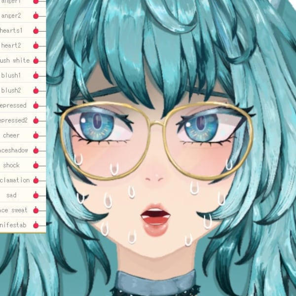 Expression Emoticon Pack for Live2D Vtuber Model Anger, Shock, Blush, Cheer and more facial expressions triggered by hotkey in Vtube Studio