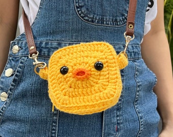 Patrón Digital / Bolso Patito de Ganchillo / Bolso cruzado de hombro hecho a mano DIY / Bolso Airpod / Regalo de Navidad y cumpleaños para niños