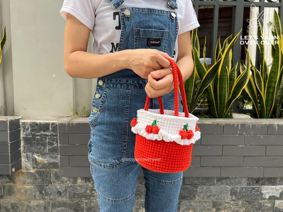 Crochet Cherry Basket Bag