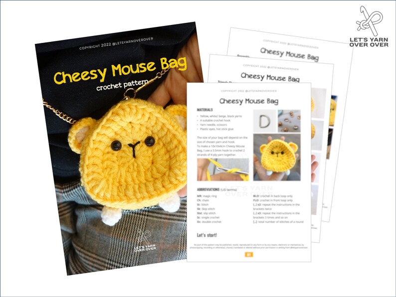 Mouse Wallet Pattern Digital Pattern | Crochet Cheesy Mouse Bag Pattern | Cross-body ...