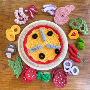 Crochet Pattern Crochet Pizza Play Set Pepperoni Shrimp Ham Octopus Bacon Anchovy Bell Pepper Onion Mushroom Broccoli Chili Basil Arugula image 2