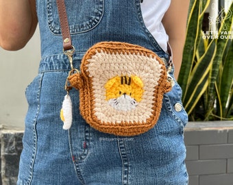 Digital Pattern | Crochet Bread Toast Bag | Handmade Gift for Christmas and Birthday | Cute DIY Bag for Kids | Mini Shoulder Cross Body Bag