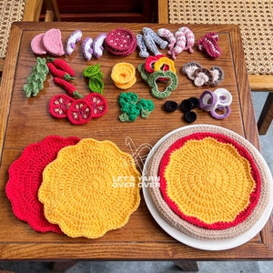 Crochet Pattern Crochet Pizza Play Set Pepperoni Shrimp Ham Octopus Bacon Anchovy Bell Pepper Onion Mushroom Broccoli Chili Basil Arugula image 1