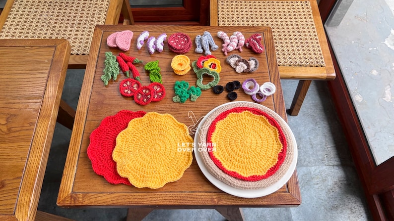 Crochet Pattern Crochet Pizza Play Set Pepperoni Shrimp Ham Octopus Bacon Anchovy Bell Pepper Onion Mushroom Broccoli Chili Basil Arugula image 7