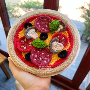 Crochet Pattern Crochet Pizza Play Set Pepperoni Shrimp Ham Octopus Bacon Anchovy Bell Pepper Onion Mushroom Broccoli Chili Basil Arugula image 3