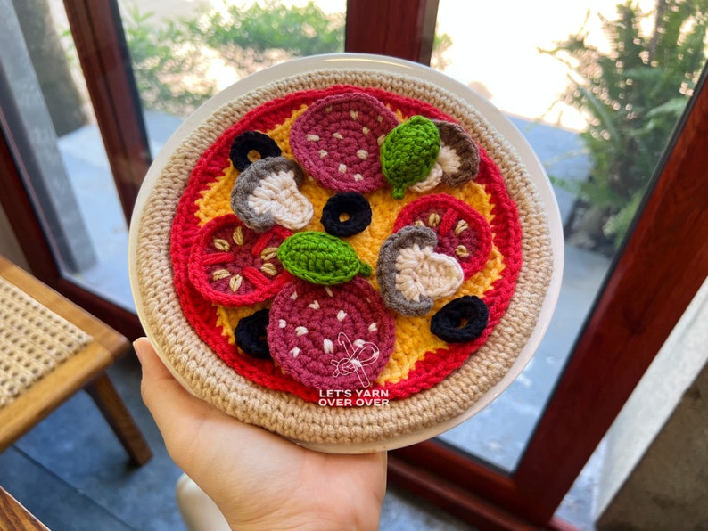 Crochet Pattern Crochet Pizza Play Set Pepperoni Shrimp Ham Octopus Bacon Anchovy Bell Pepper Onion Mushroom Broccoli Chili Basil Arugula image 3