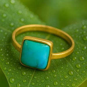 Tibetan Turquoise Ring: Handmade 925 Sterling Silver Band