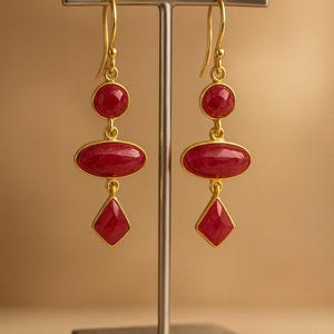 Ruby Gemstone Earring, 925 Sterling Silver Earring, Ruby Jewelry, Drops Dangle Earring, Silver Jewelry, Handmade Earrings, Gift For Her