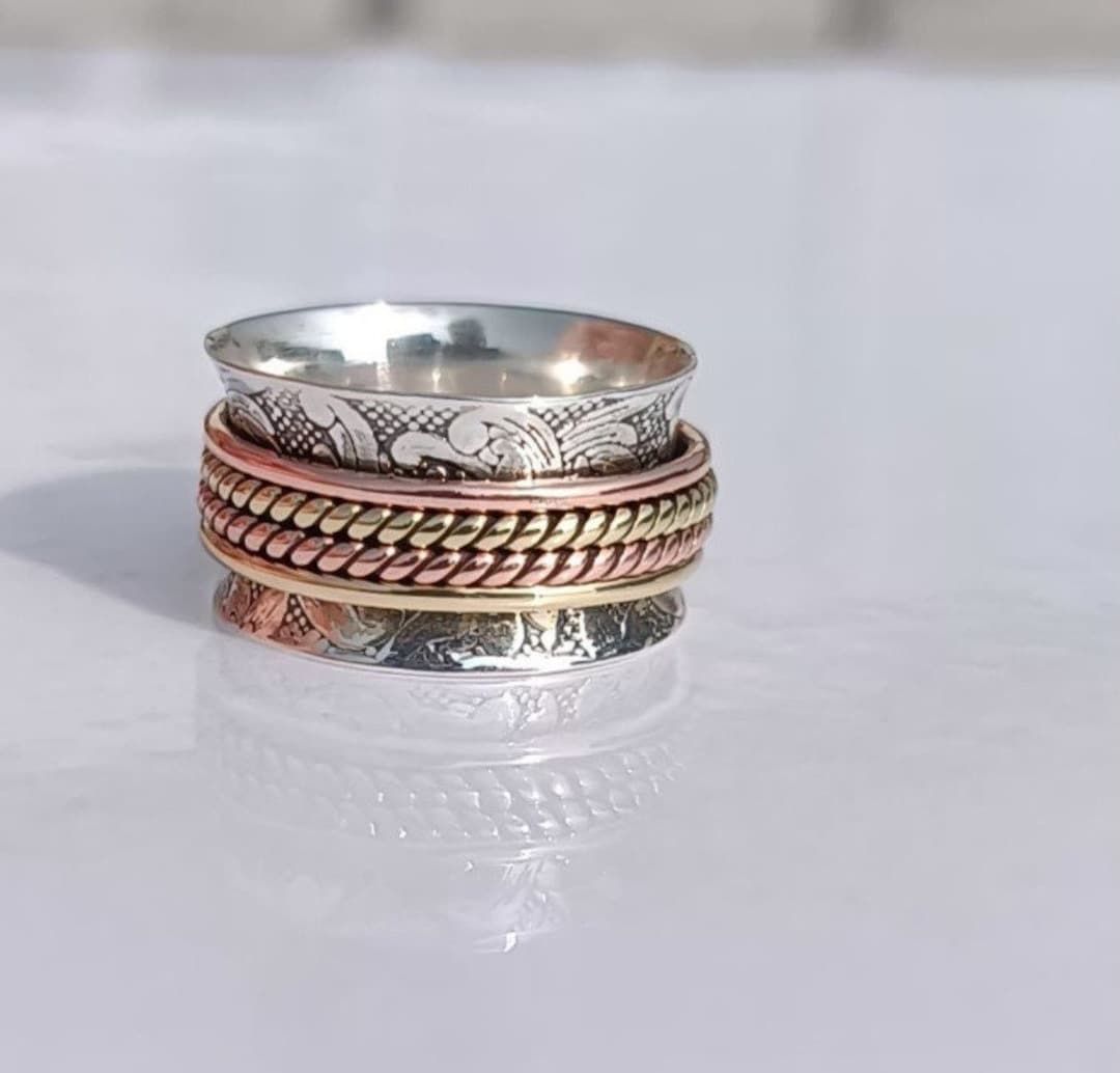 Sterling Silver Spinner Ring: Handmade Meditation Fidget Ring - Etsy