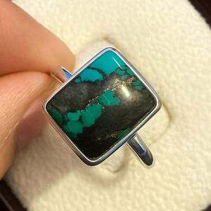 Tibetan Turquoise Ring: Handmade 925 Sterling Silver Band