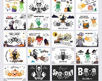 Halloween Handprint Footprint Fingerprint Craft Bundle, Halloween Handprint Art, DIY Craft for Kids Toddler, Memory Keepsake, Printable