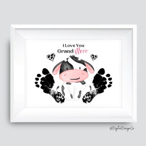 I Love You Grand Mooo, grappige koe voetafdruk ambacht voor kinderen baby peuter, cadeau voor oma, herinnering aandenken DIY kaart, afdrukbaar, verjaardagscadeau