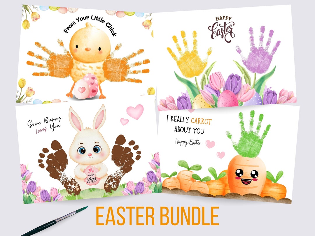 Easter Handprint Footprint Art Craft Bundle Happy Easter