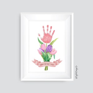 Mother's Day Handprint Craft, Happy Mother's Day, Flower Handprint Art, Kids Baby Toddler, Memory Keepsake Activity, DIY Card, Gift for Mom