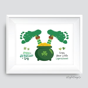 Art de l'empreinte de la Saint-Patrick, de votre petit lutin, création artisanale d'empreintes de lutin, bébé tout-petit, souvenir, carte-cadeau bricolage, imprimable