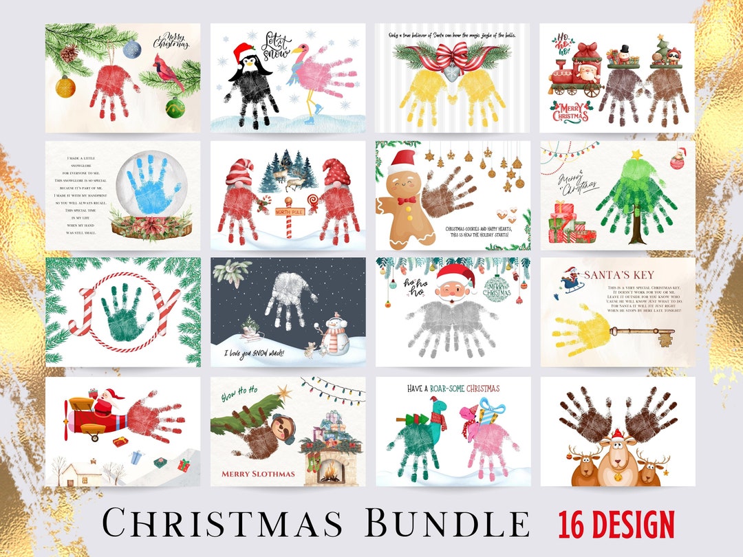 Christmas Handprint Art Craft Bundle Xmas Handprint Craft