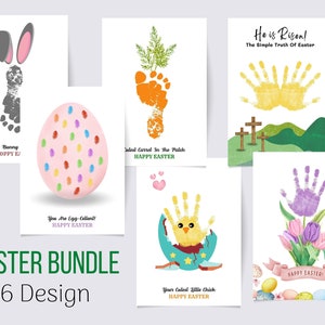 Ostern Handabdruck Fußabdruck Fingerabdruck Handwerk, Frohe Ostern, Küken Hase Tulpe Karotte Basteln für Kinder Baby Kleinkind, Erinnerung Andenken, DIY Karte