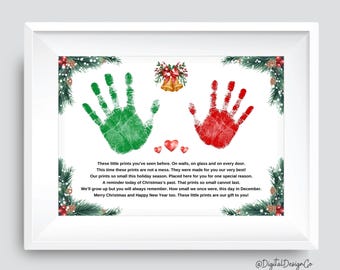 Christmas Handprint Art, Poem Handprints, Our Gift, Christmas Gift, Xmas Craft, Kids Baby Toddler, Memory Keepsake, DIY Card, Holiday Gift