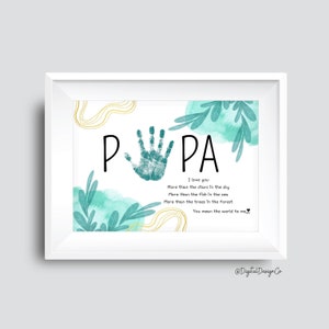 Artisanat d'empreinte de main de fête des pères, artisanat d'art d'empreinte de main de papa, enfants en bas âge de bébé, artisanat de souvenir de mémoire, carte de bricolage de poème, cadeau d'anniversaire pour papa