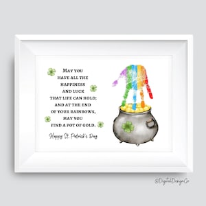 Rainbow Handprint Craft, Pot Of Gold Poem, Happy St Patrick's Day, Rainbow Craft for Kids Baby Toddler, Gift, Memory Keepsake, DIY Card