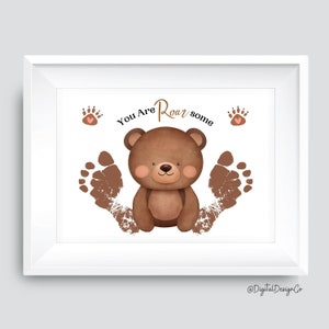 You Are Roarsome, beer voetafdruk kunst ambacht voor kinderen baby peuter, cadeau voor moeder vader oma oma, herinnering aandenken, DIY kaart, afdrukbaar
