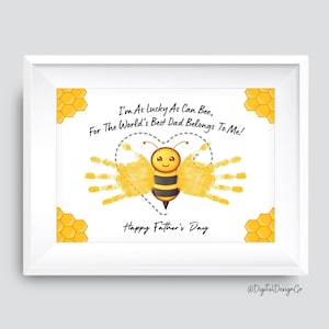 Art de l'empreinte de main fête des pères, création d'empreintes de main, cadeau imprimable, souvenir d'art empreinte de main d'abeille pour papa, enfant bébé tout-petit